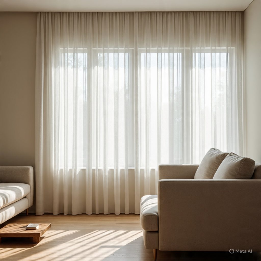 Sheer curtain enhancing natural light in a living room