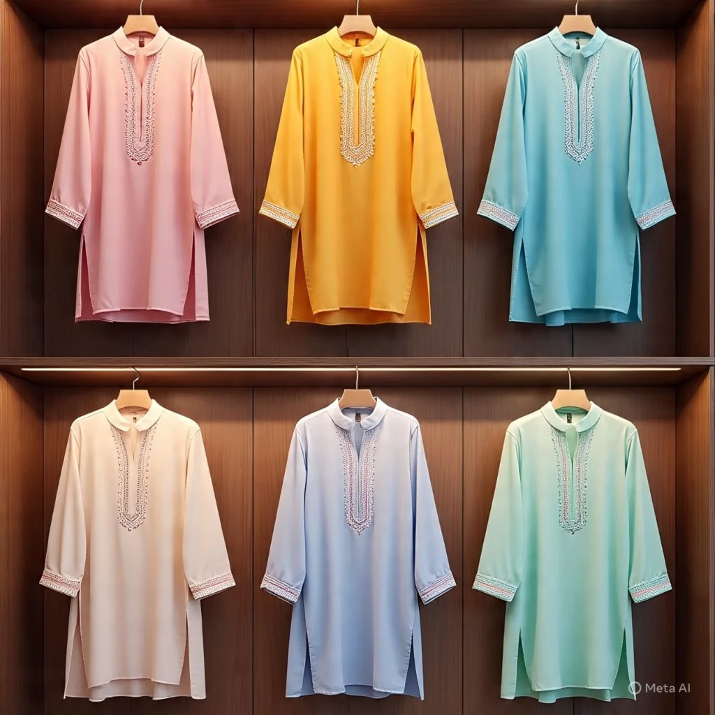Women’s Clothing featuring urban cotton kurtis displayed on a boutique fashion rack