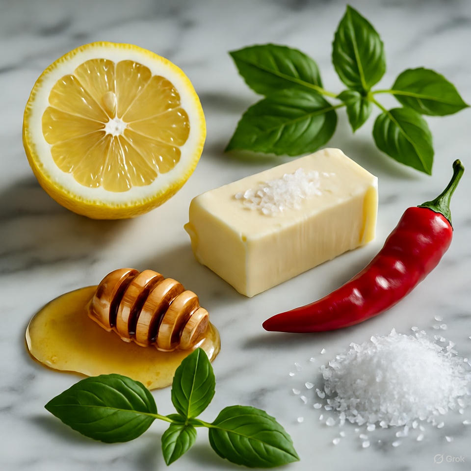 Ingredients showing the balance of sweet, salty, and sour flavors.