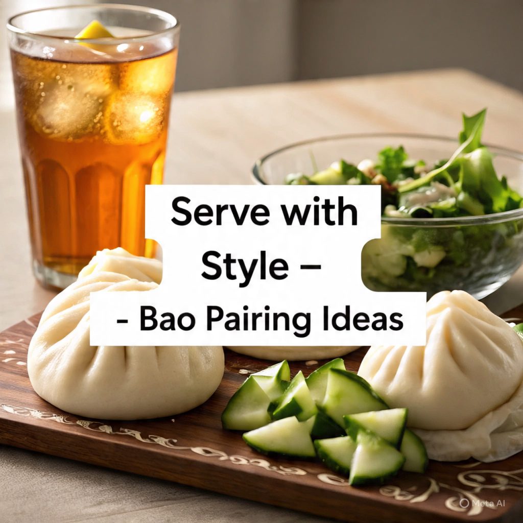 Korean BBQ bao buns served with salad and drink.