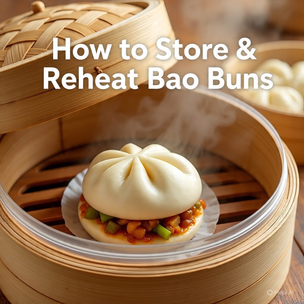 Reheating bao buns in a steamer.