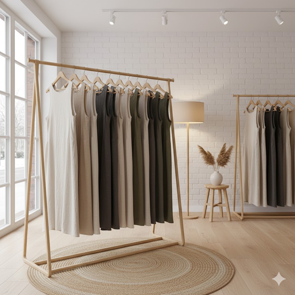 Kurta dresses in boutique setting.