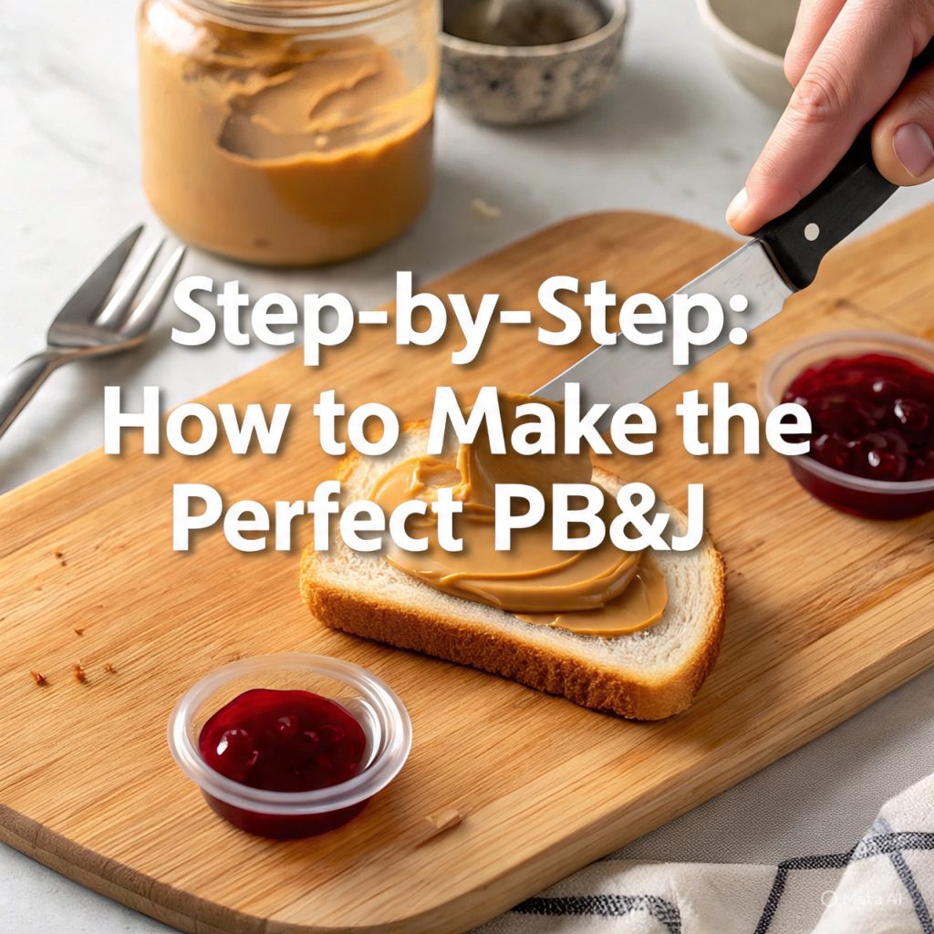 Step-by-step process of making a perfect peanut butter and jelly sandwich.