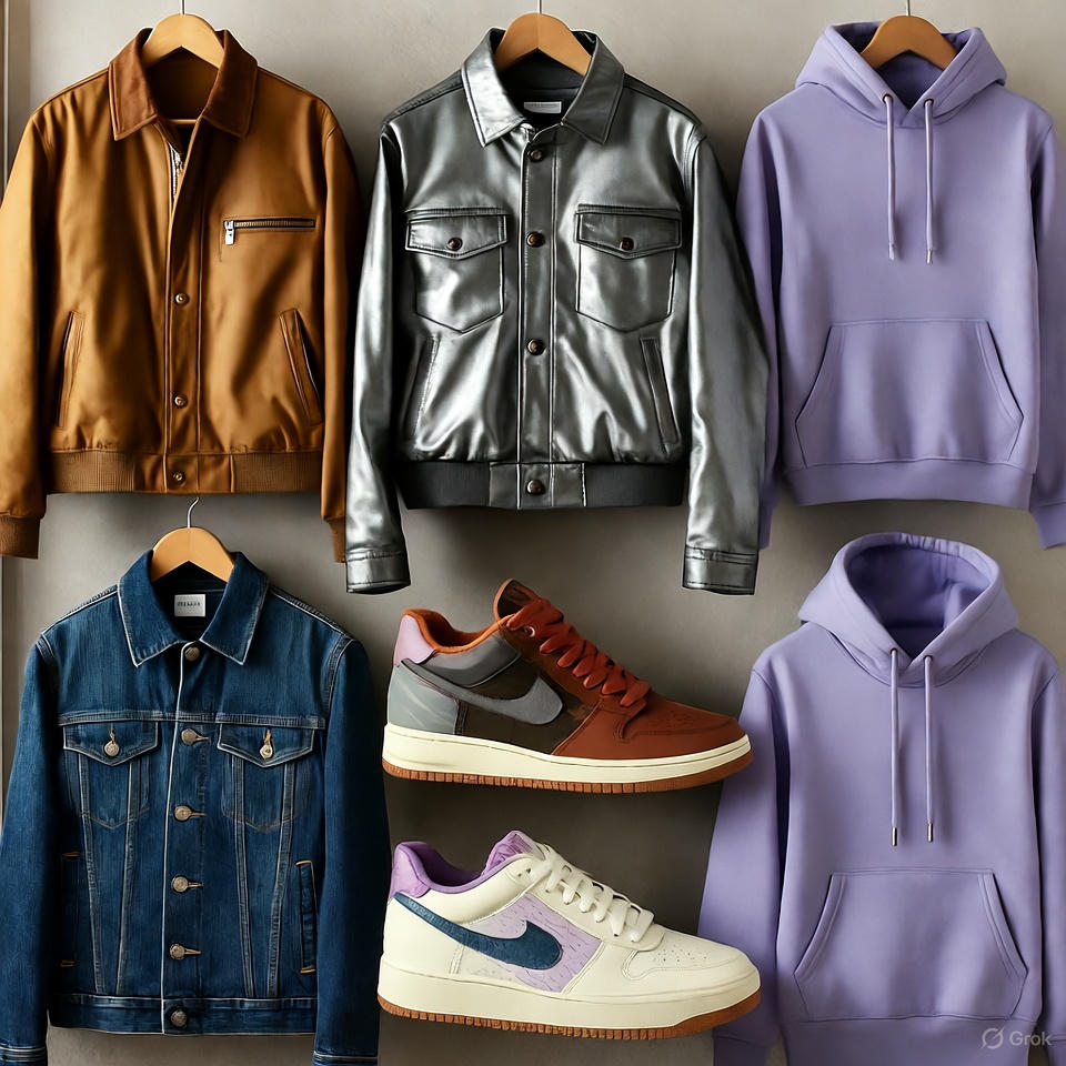Streetwear collection showing expressive color trends in urban fashion.