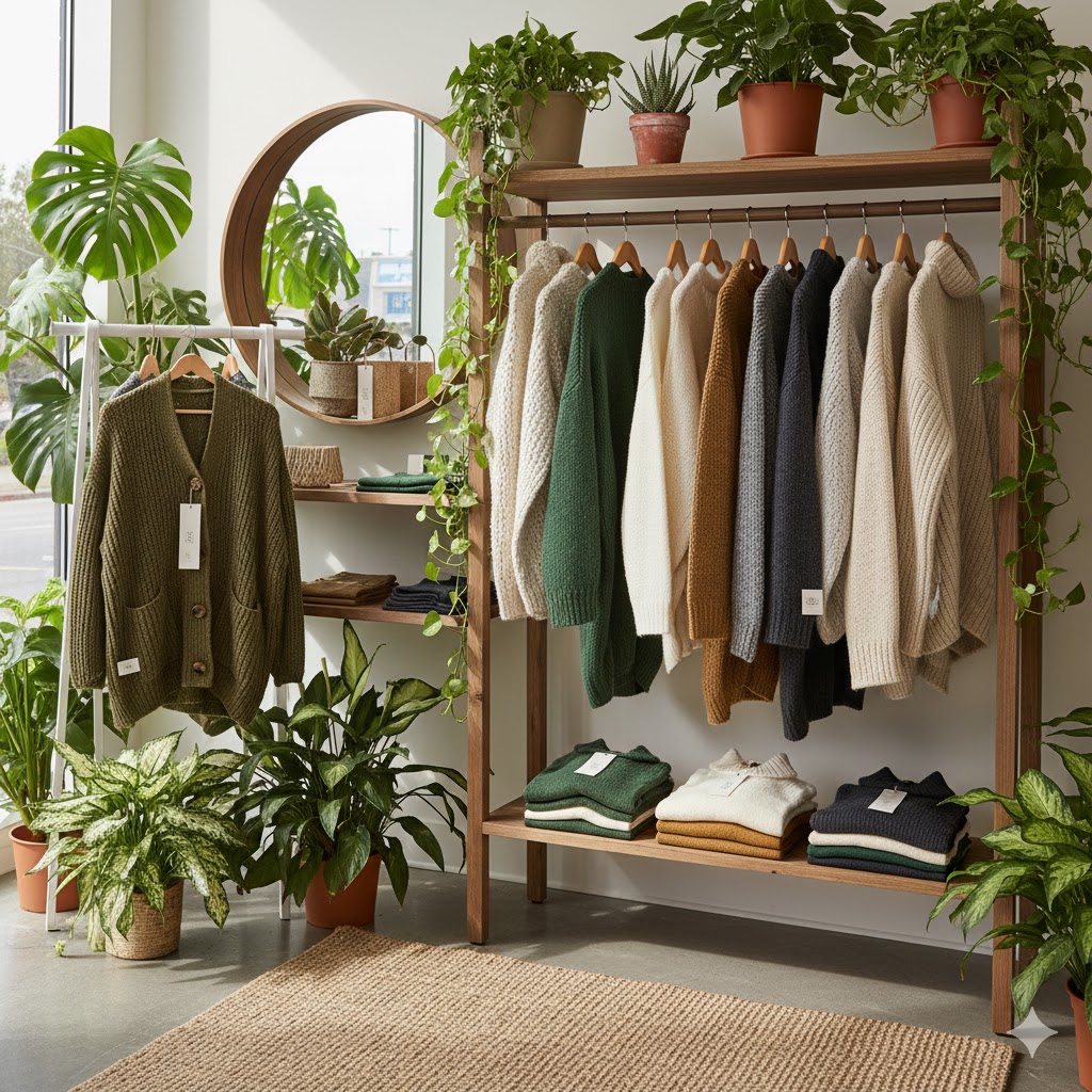 Sustainable winter fashion featuring eco-friendly and recycled fabrics.