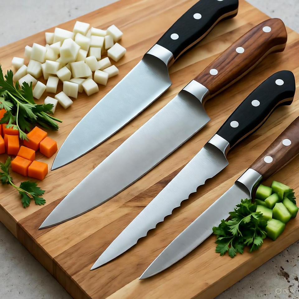 Sharp knives and perfectly chopped vegetables.