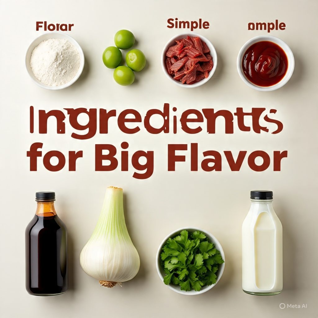 Flat lay of Korean BBQ bao bun ingredients.