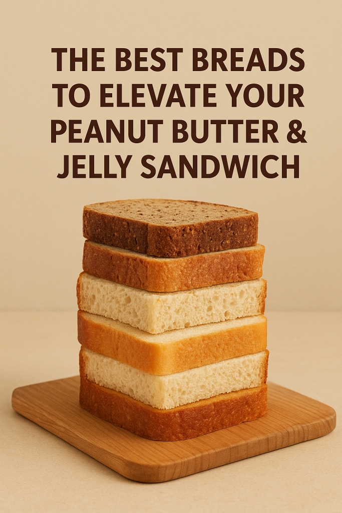 Different types of bread for making peanut butter and jelly sandwiches.