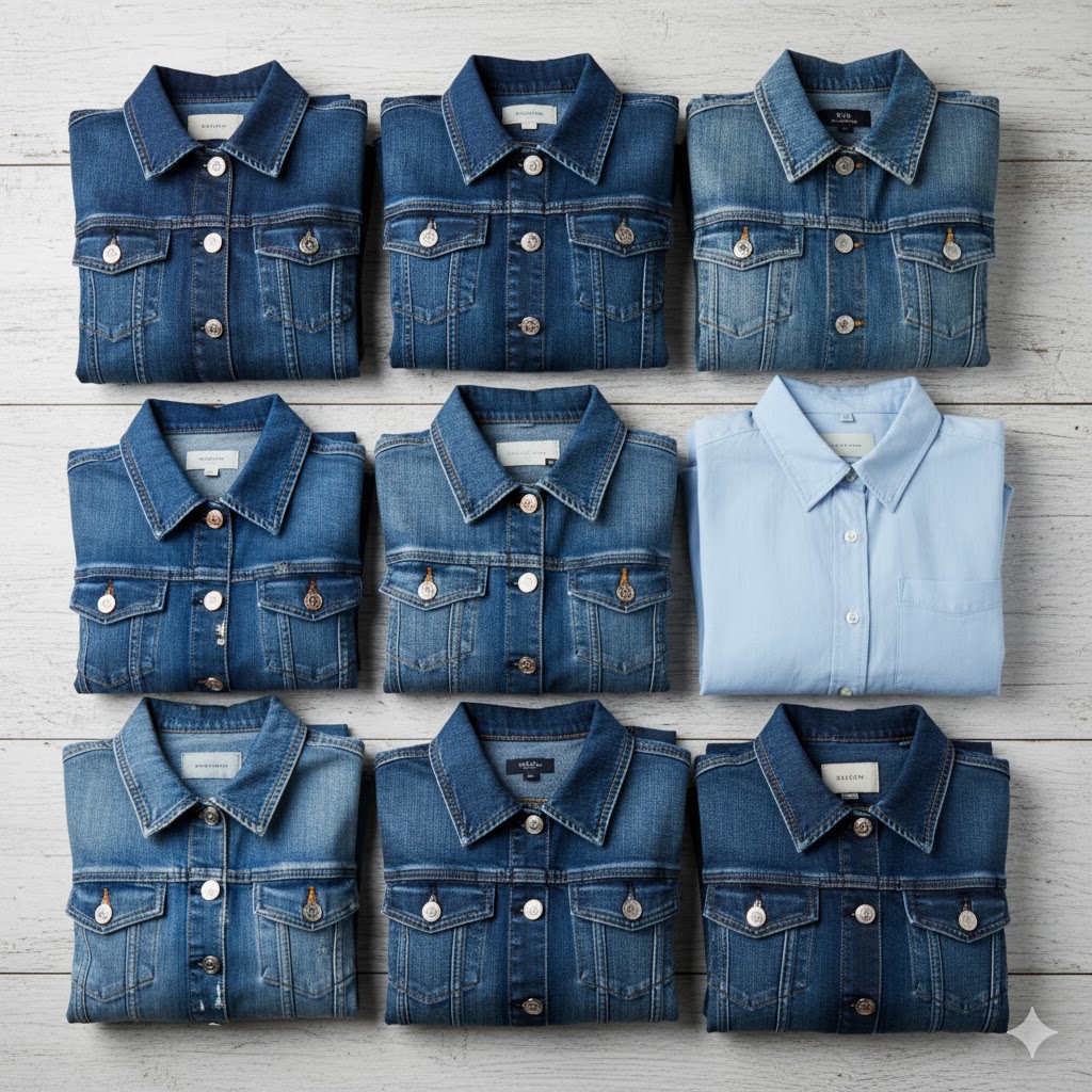 Denim streetwear in multiple shades of blue showcasing 2025 revival.