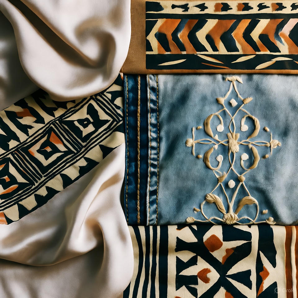 Textured fabrics showing signature elements of fusion wear.