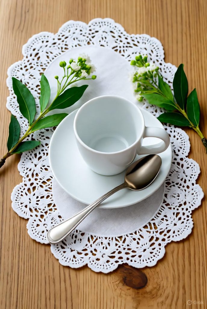 Elegant coffee tray with floral details.