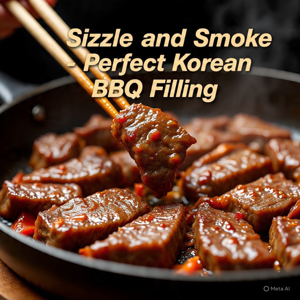 Sizzling marinated Korean BBQ beef in a skillet.