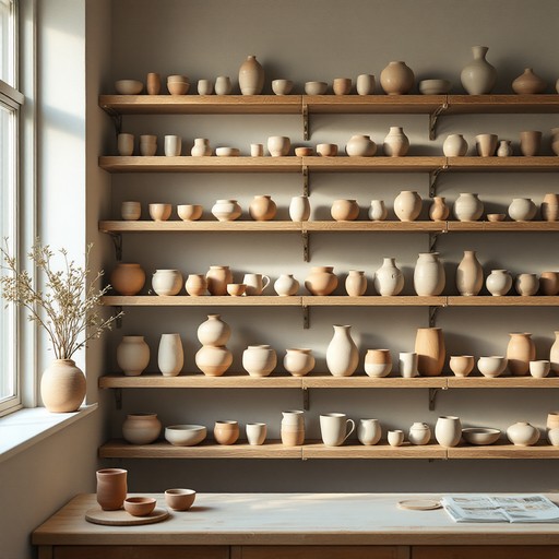 Rustic Japanese office with wabi-sabi handmade elements.