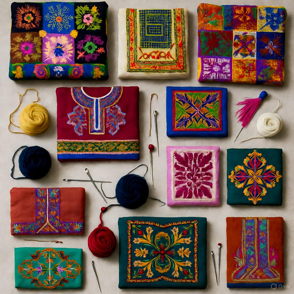 Handcrafted fabrics showing revival of traditional craftsmanship.