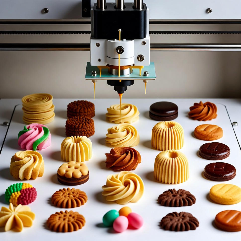 Printed food design coming out of machine