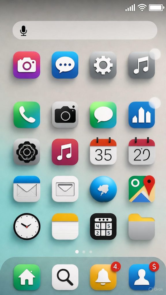 Sleek smartphone operating system interface.