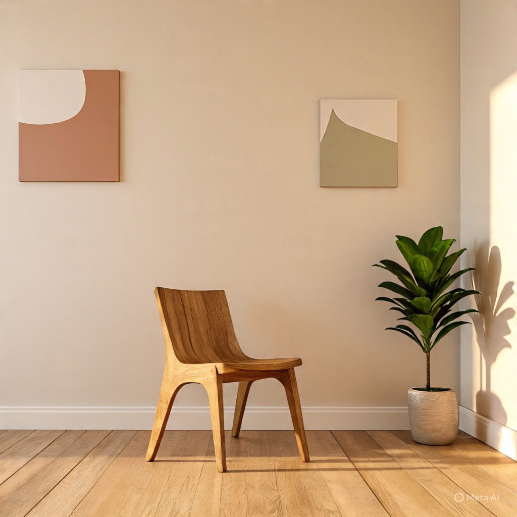 Elegant minimalist room with clean design and soft colors.