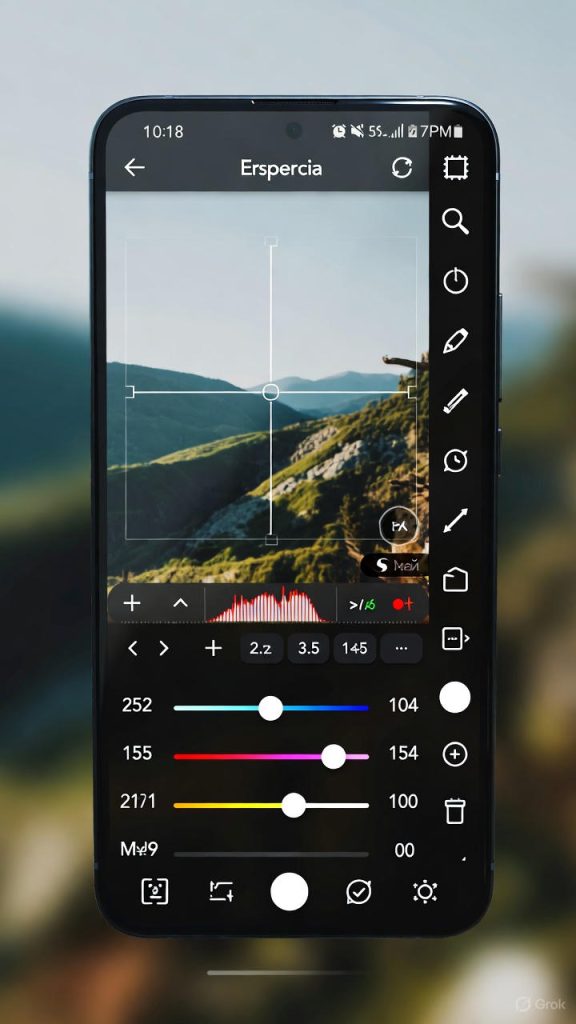AI photo enhancement screen on smartphone.
