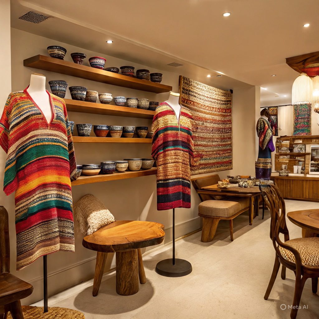 Local artisan crafts used in hotel interior décor.