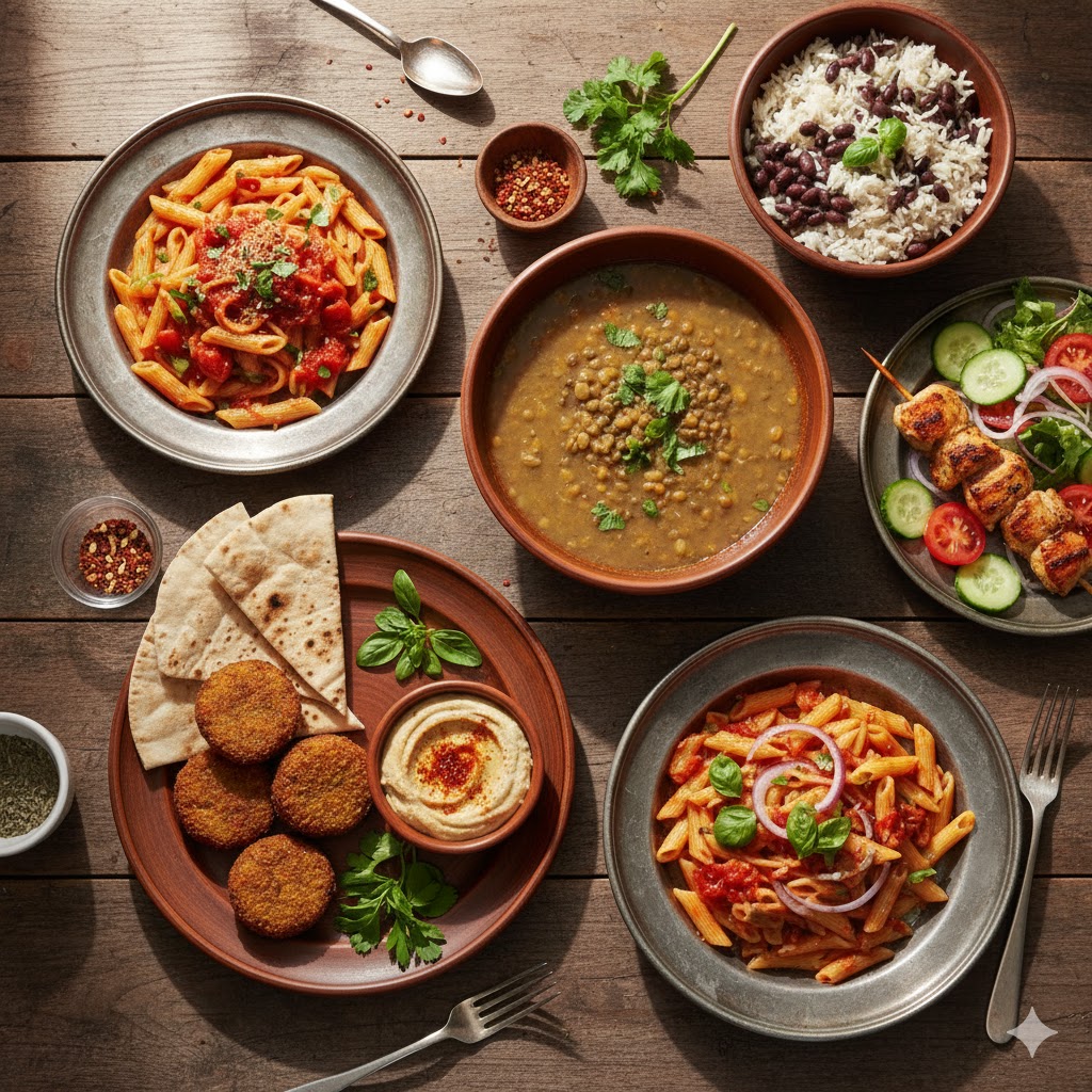 Affordable traditional food spread.