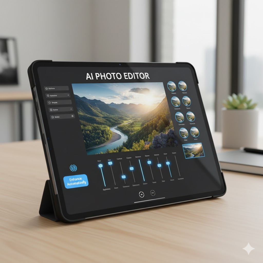 AI automatic photo editor interface