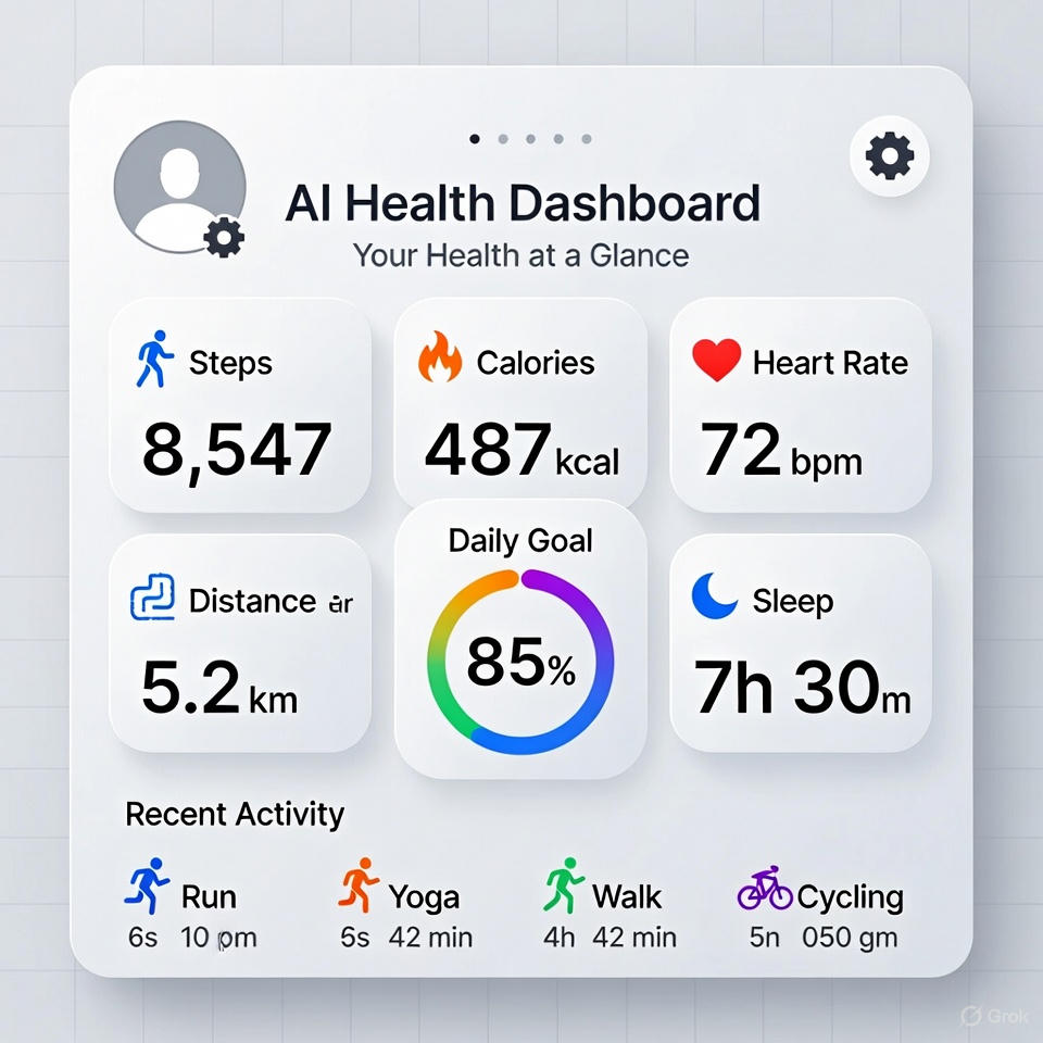 AI fitness tracker dashboard with health analytics.