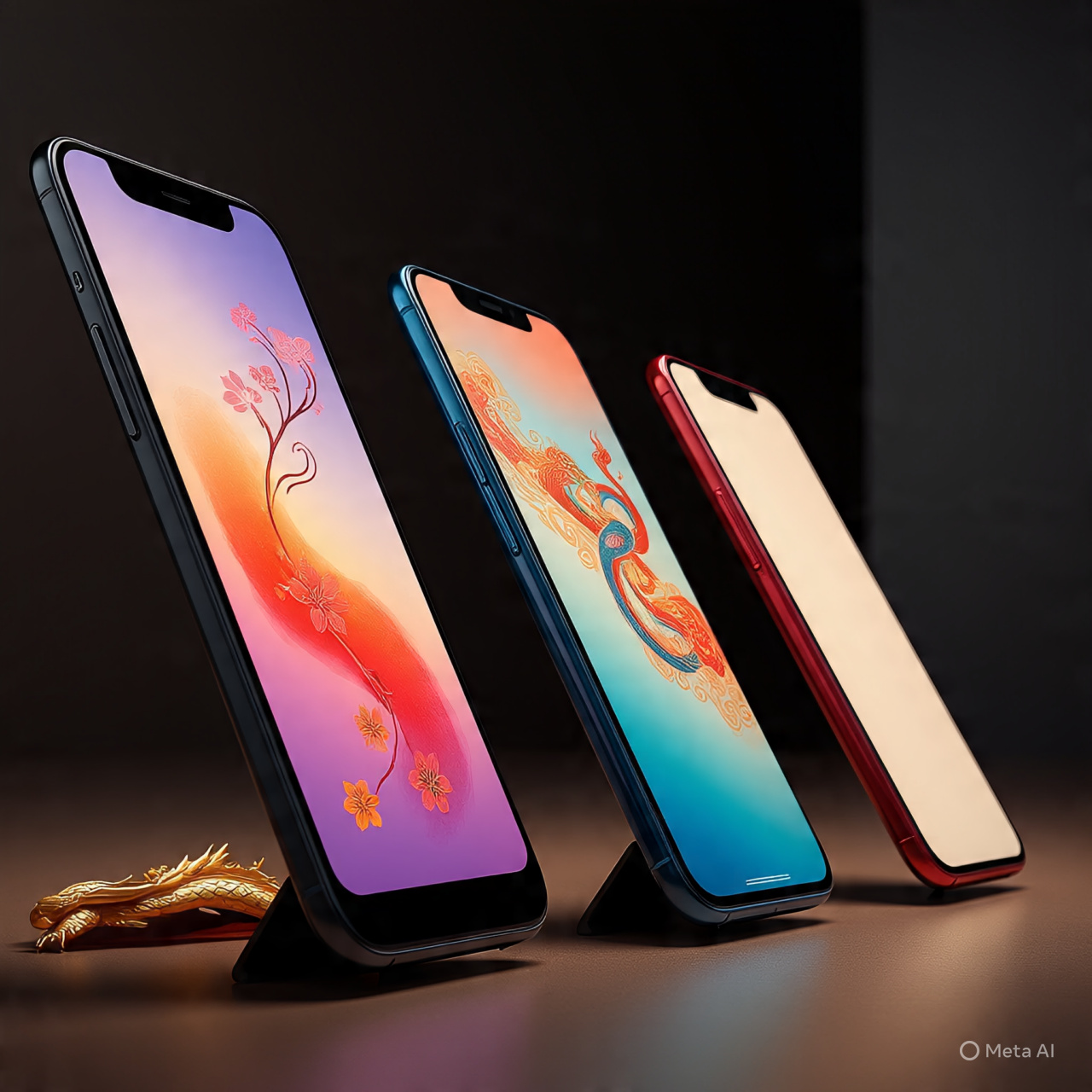 Innovative Asian smartphone display with cultural theme.