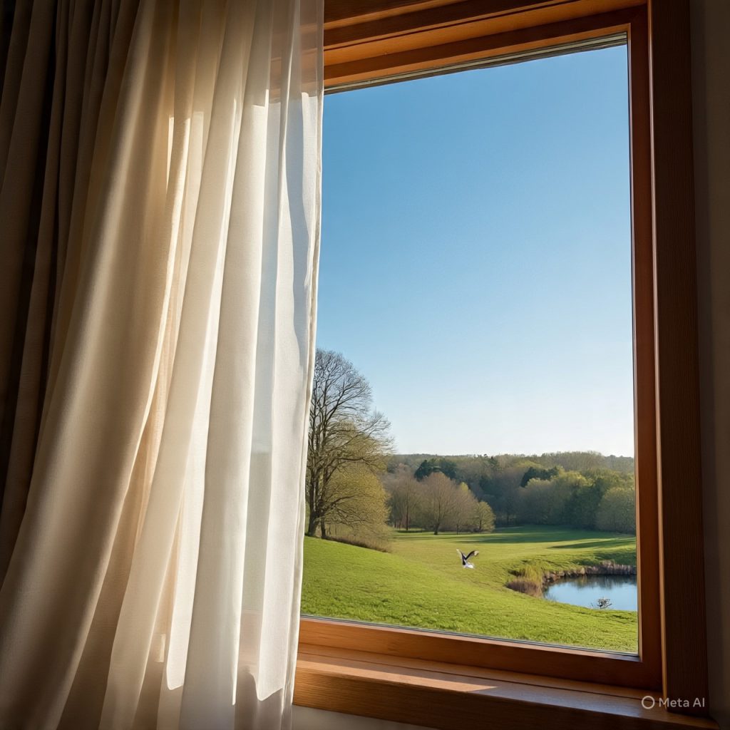 Bright open window representing simplicity and freedom.
