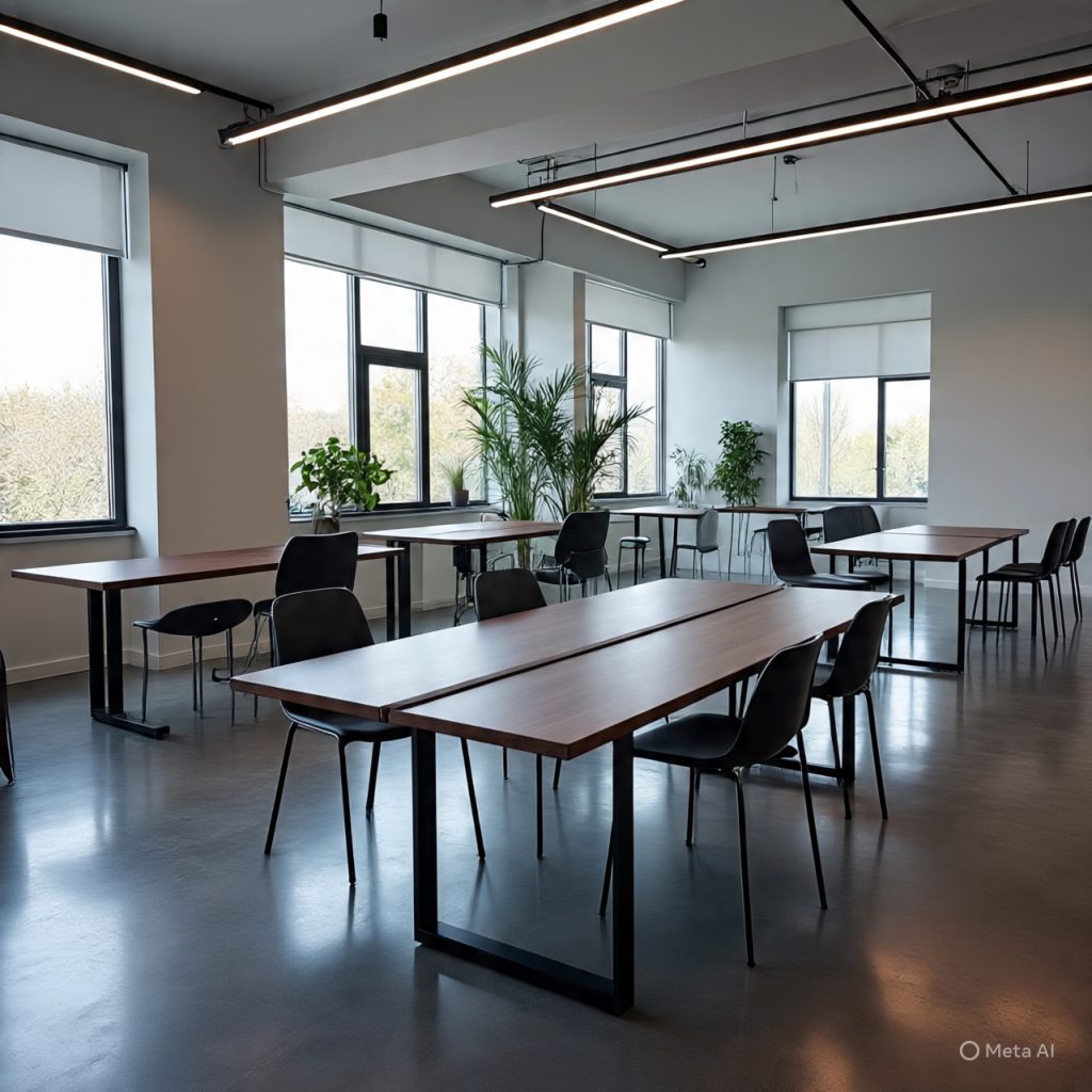 Modern collaborative office designed for hybrid teams.