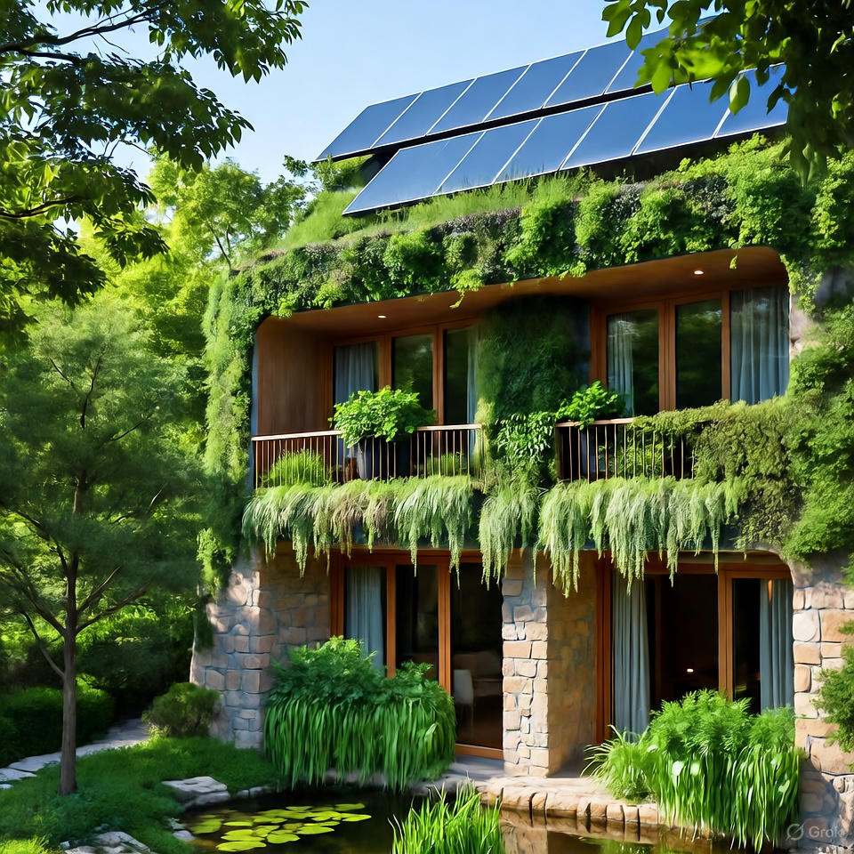 Eco-conscious modern boutique hotel architecture.