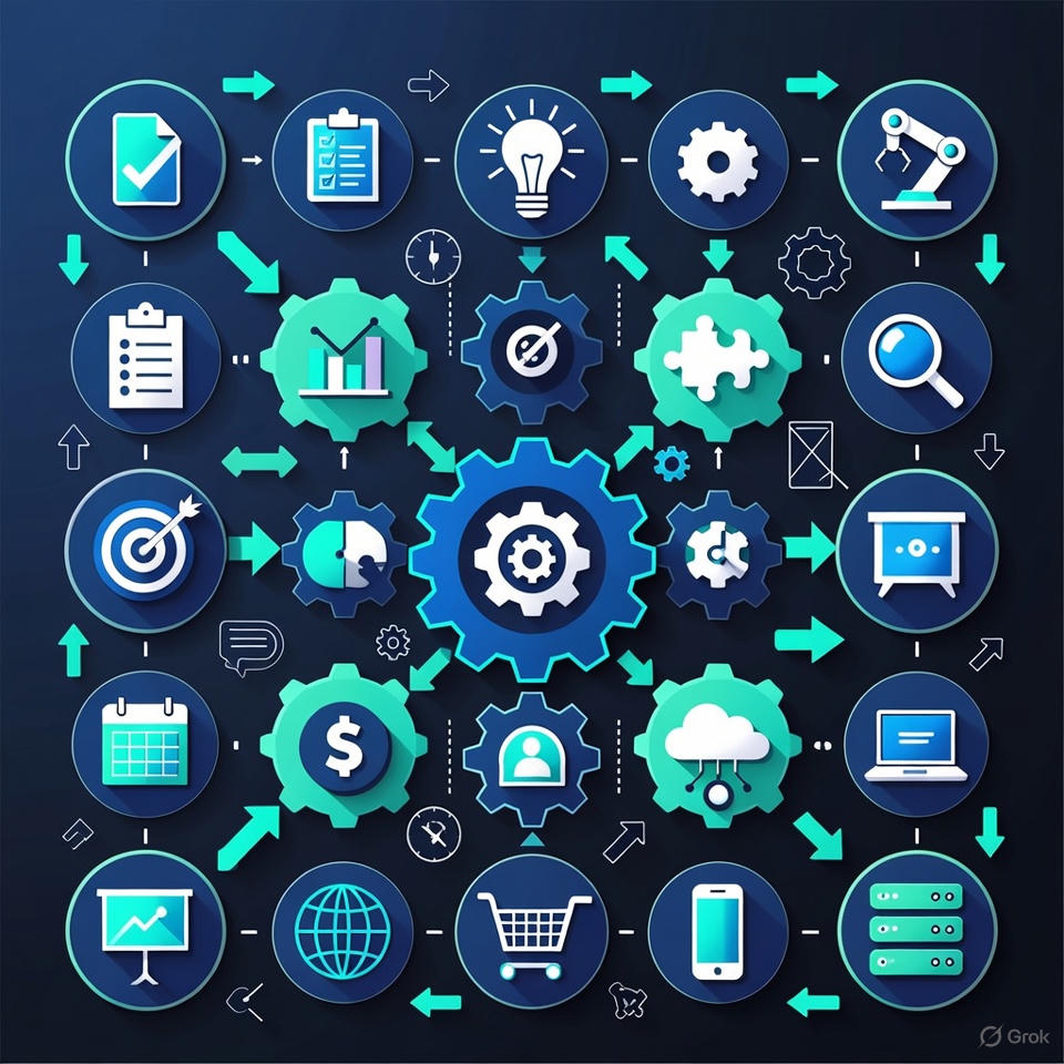 AI automation illustration showing repetitive task processing using IT TOOLS.