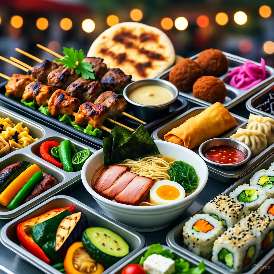 Assorted street foods symbolizing local culture.