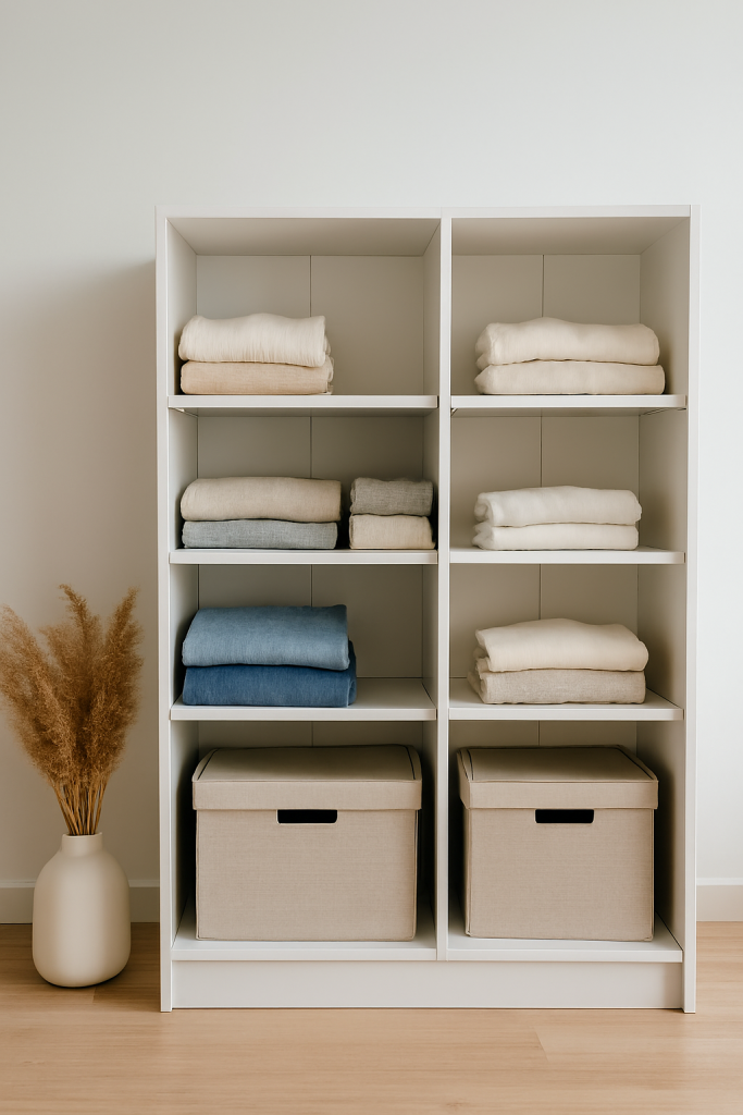 Decluttered closet showing clean and organized storage.