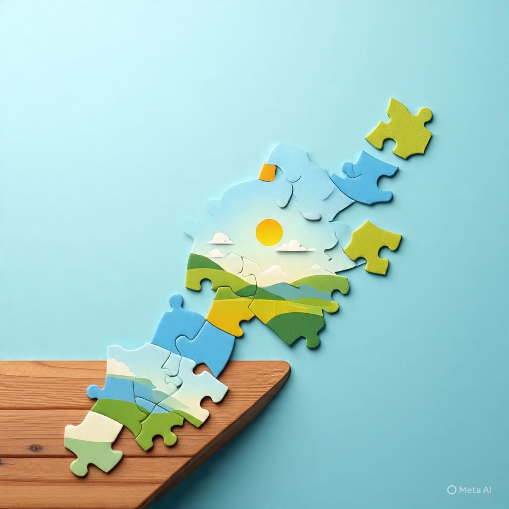 Puzzle pieces forming a picture symbolizing clarity