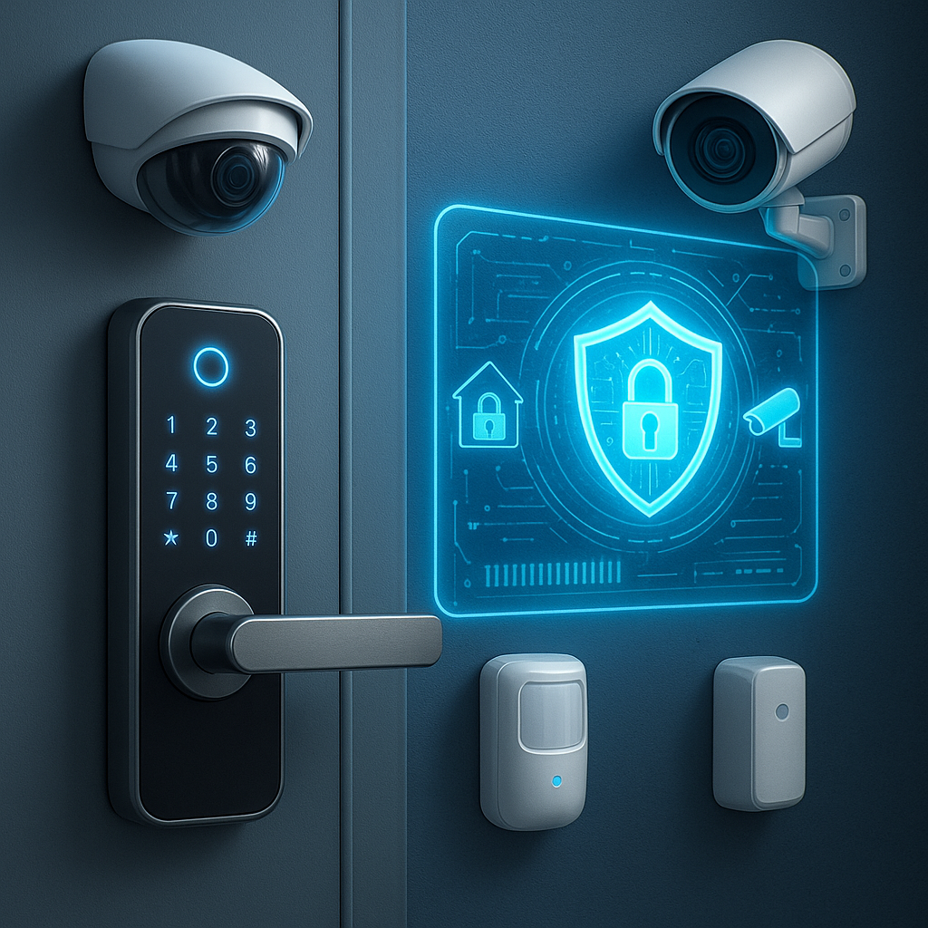 Advanced smart home security system with digital controls.