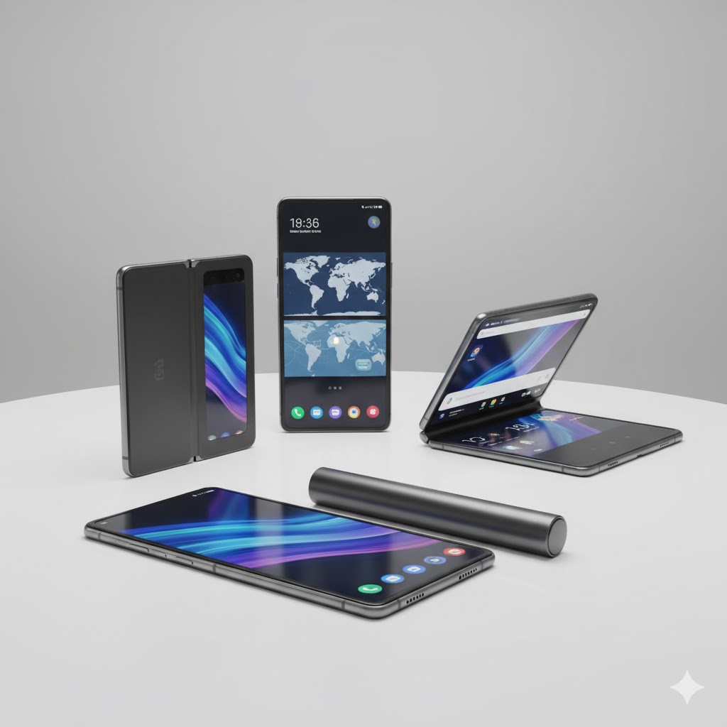 Foldable and rollable mobile phone designs.