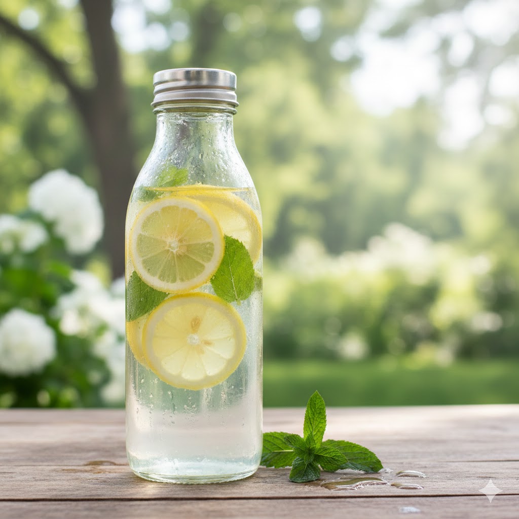 Fresh infused water with lemon and mint