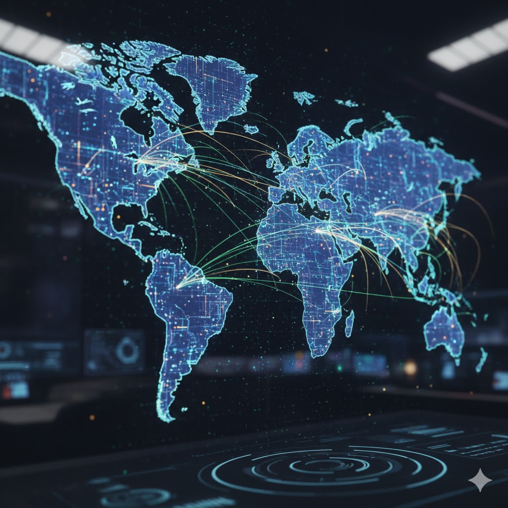 Global digital network representing worldwide talent.