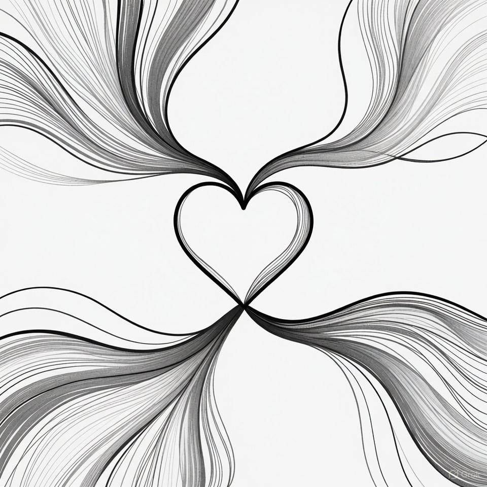 Heart icon with flowing storylines,