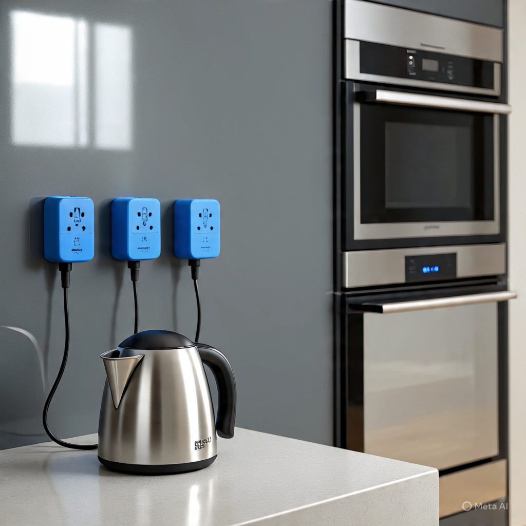 Kitchen featuring app-controlled appliances and smart plugs.