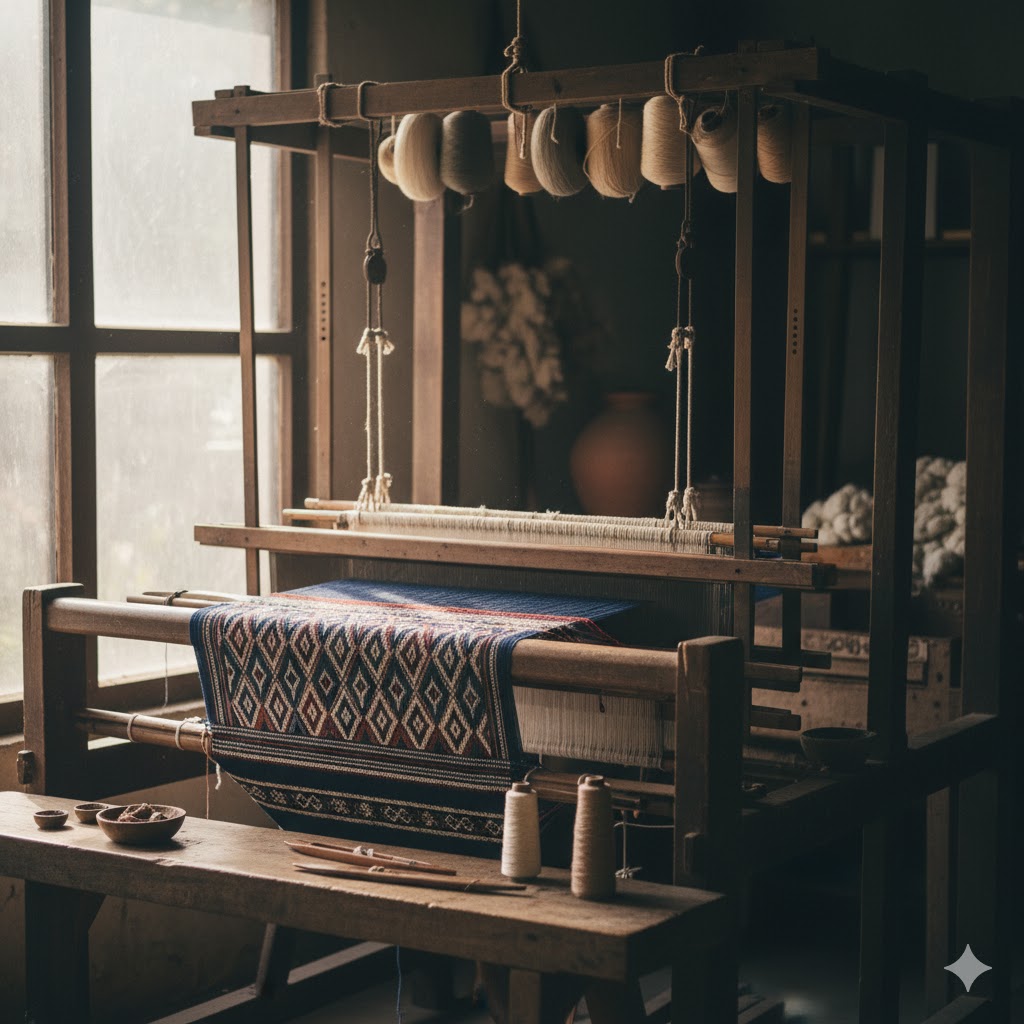 Handloom weaving symbolizing traditional craftsmanship.