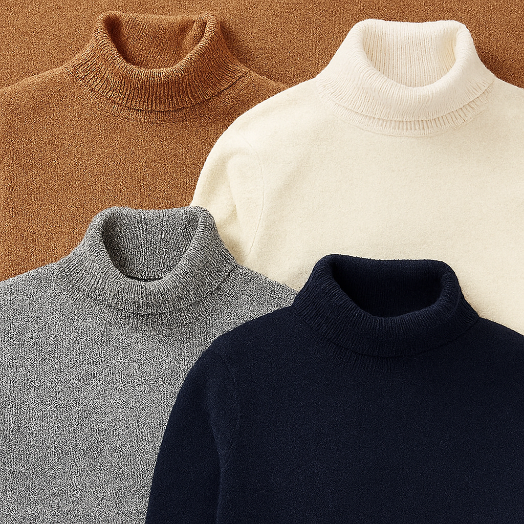 Women’s turtle-neck sweaters in warm soft fabric