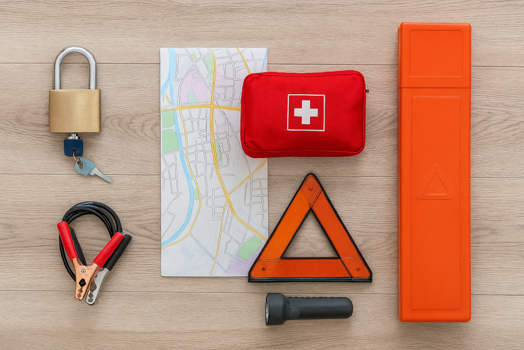 Travel safety tools neatly placed