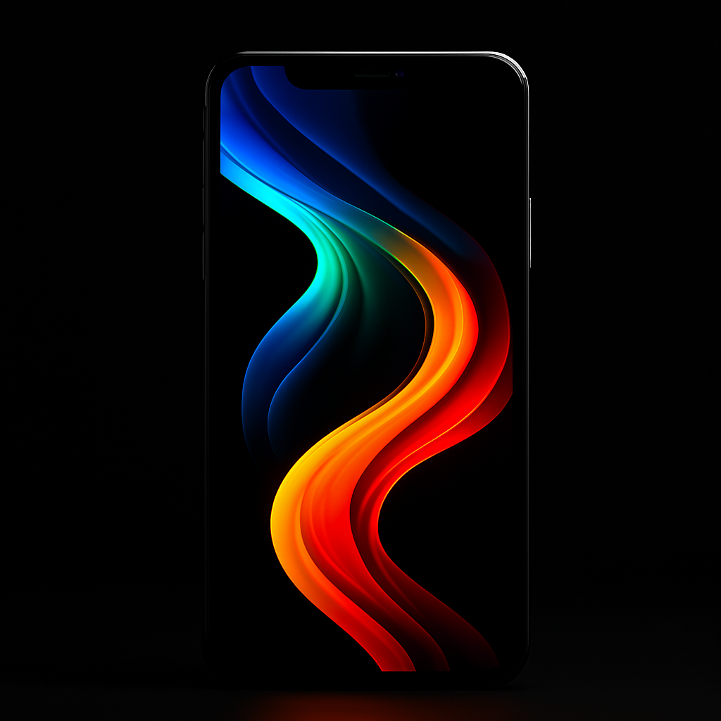 Bright OLED smartphone display with vibrant visuals.