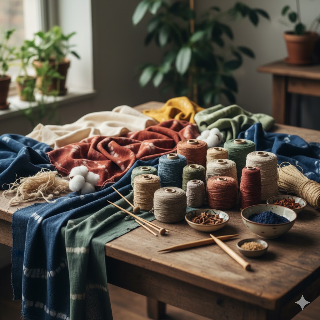 Sustainable natural fabrics showing eco-conscious style.