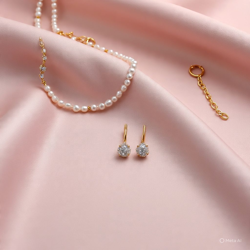 French-inspired pearl and diamond jewelry radiating romantic elegance.