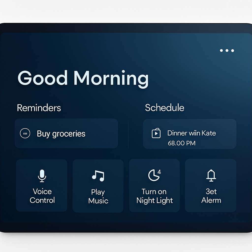 Digital assistant interface showcasing smart IT TOOLS that plan routines, set reminders, summarize text, and manage budgeting tasks through natural language understanding