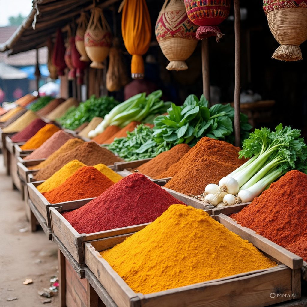 Colorful traditional market scene