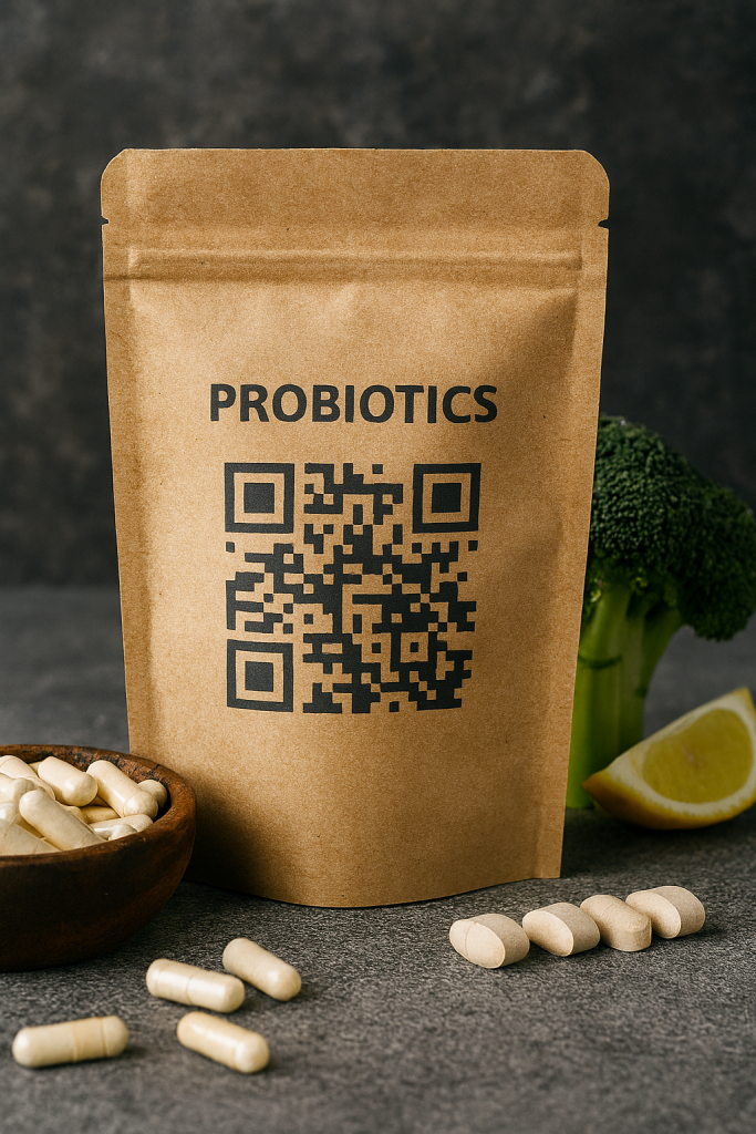 Food pack showing QR code for transparency