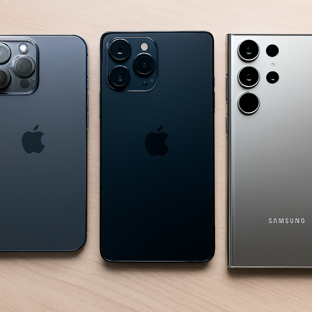 Phones with premium glass and metal body designs.